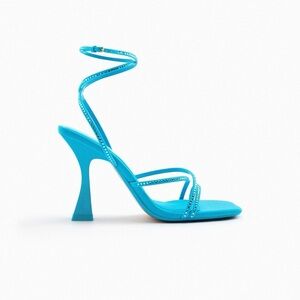Zara Blue Rhinestone Sandal Heels